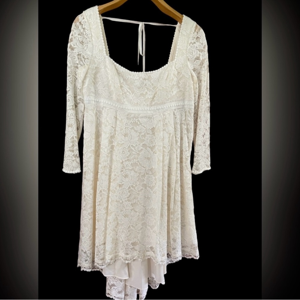 Free People Lace Babydoll Dress in Cream size 12 NWT
